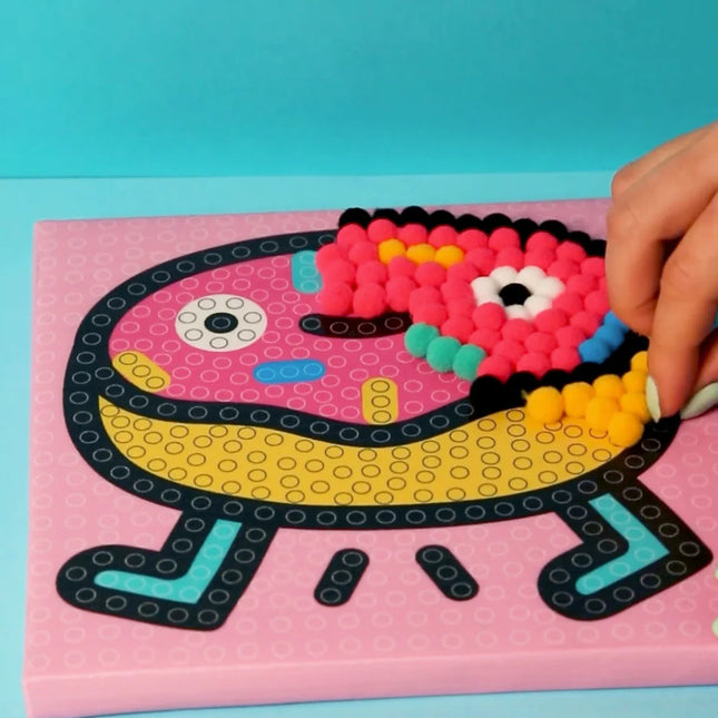 tablou pompom art donut in progress - miniLama