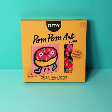 video demonstrativ cu crearea tabloului pompom art donut - miniLama