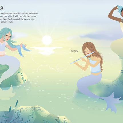 Scene subacvatice cu sirene și creaturi marine carte Usborne Mermaids