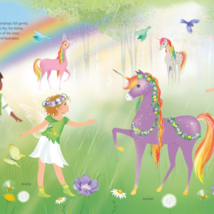 A doua pagina a cartii Sticker Dolly Dressing Rainbow Unicorns