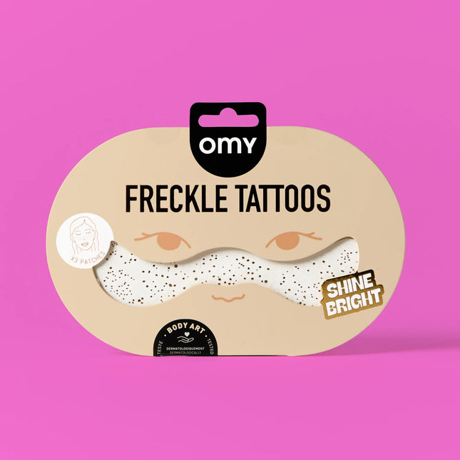 Set 3 folii cu tatuaje temporare cu pistrui aurii OMY - Shine Bright