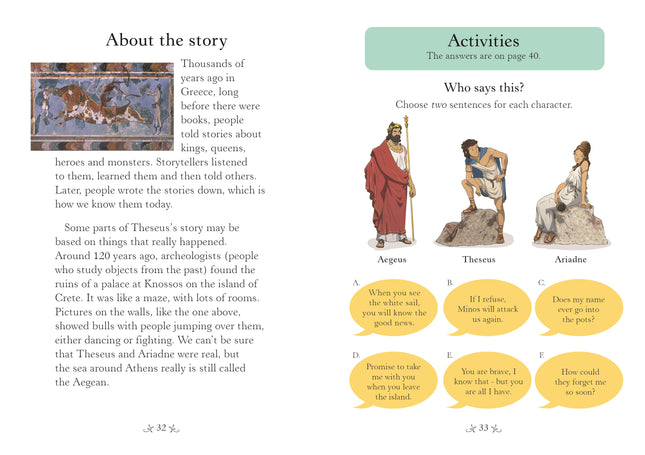 Prima pagina a cartii Theseus and the Minotaur