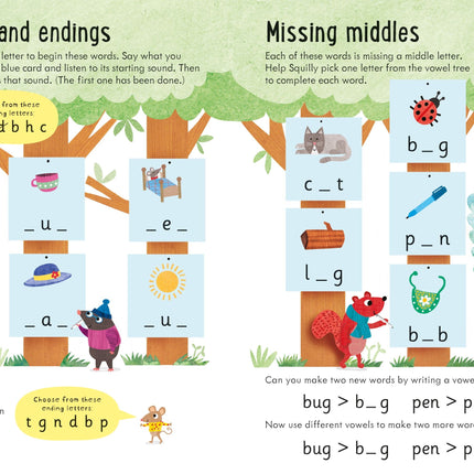 A doua pagina a cartii Usborne Workbooks Spelling 5-6
