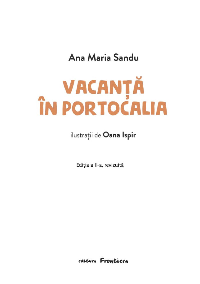Prima pagina a cartii Vacanță în Portocalia
