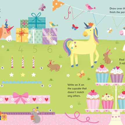 Prima pagina a cartii Wipe-Clean Unicorn Activities
