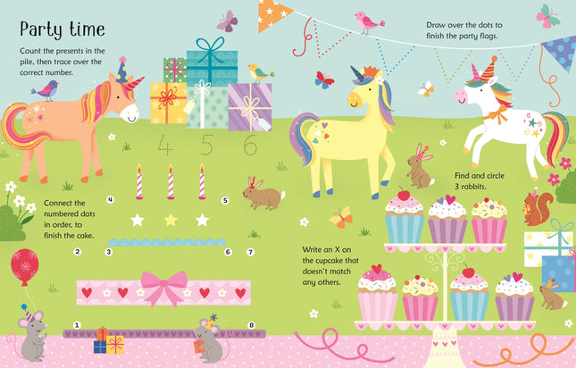 Prima pagina a cartii Wipe-Clean Unicorn Activities
