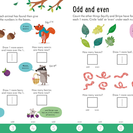 Activități matematice simple pentru copii 5+ în Usborne Workbooks Adding 5-6