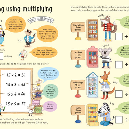 Exerciții logice și sarcini matematice carte Usborne Workbooks Dividing 7-8