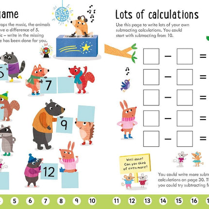 Activități matematice pentru copii 5–6 ani în Usborne Workbooks Subtracting 5-6