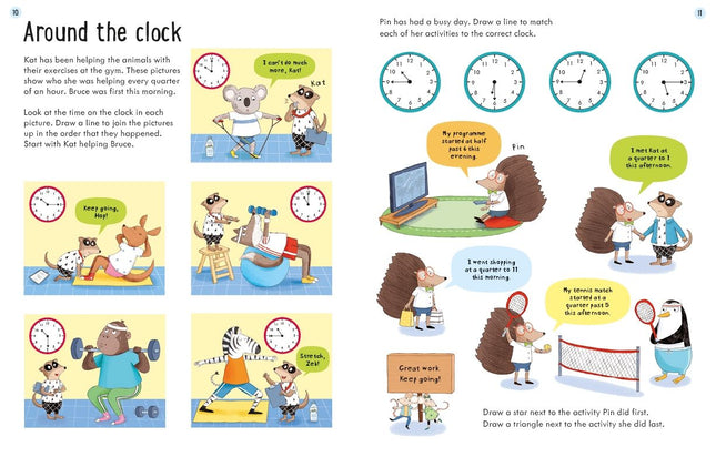 Usborne Workbooks Telling the Time 7-8 copertă carte educativă despre citirea orei